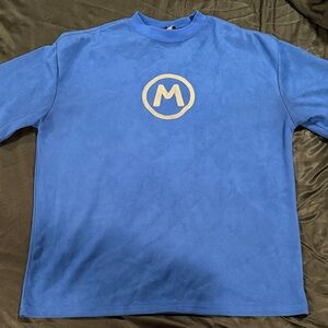 Blue Crew Neck Shirt with Gold Logo